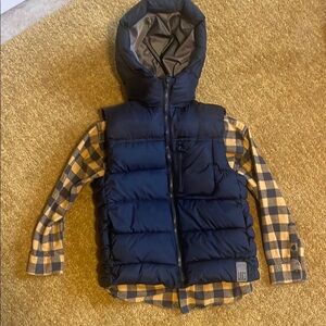 Zara Navy Puffer Vest with Hood